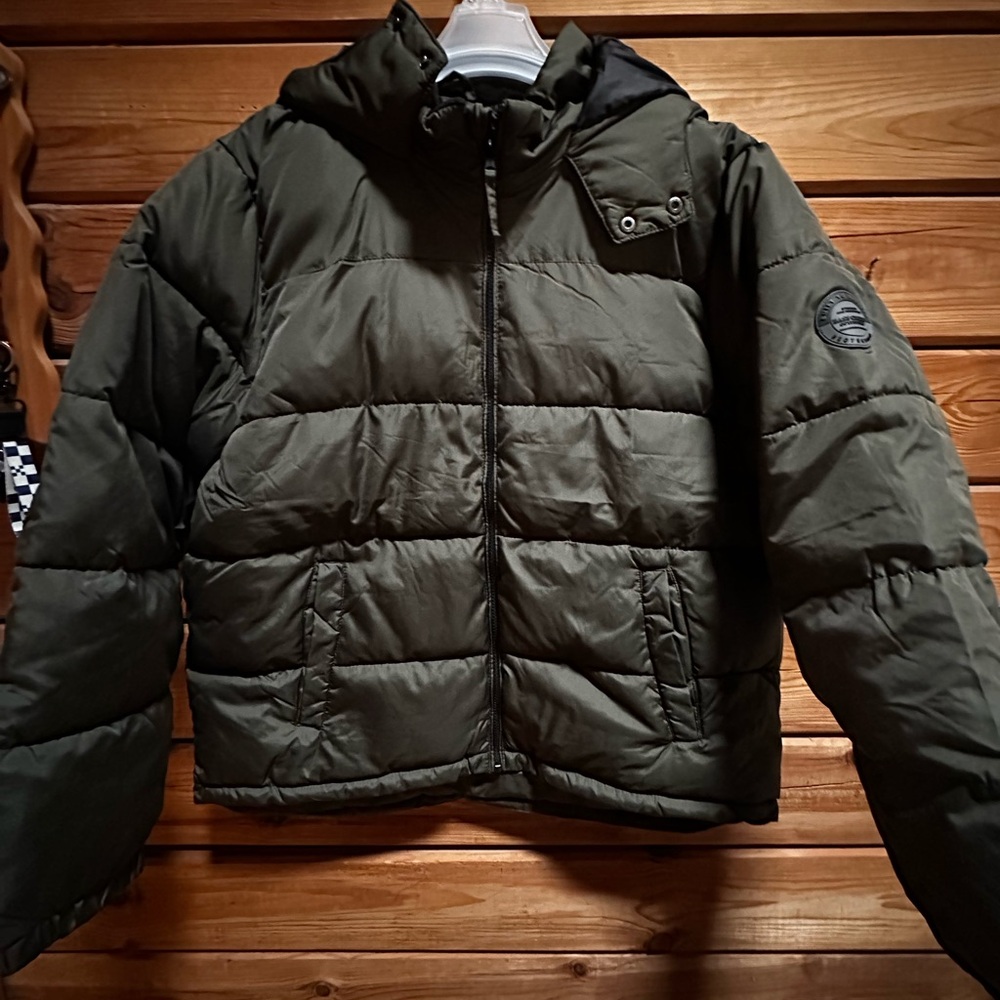 Men's Olive Green Puffer Jacket